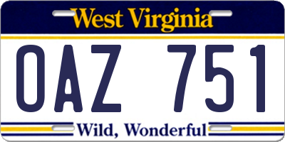 WV license plate OAZ751