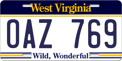 WV license plate OAZ769
