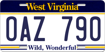 WV license plate OAZ790