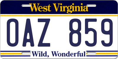 WV license plate OAZ859