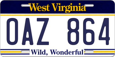 WV license plate OAZ864
