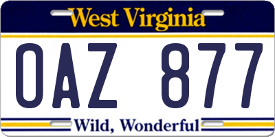 WV license plate OAZ877