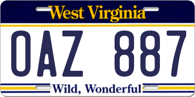 WV license plate OAZ887