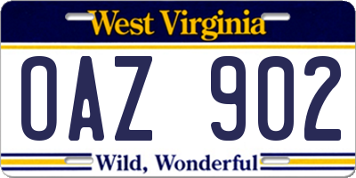 WV license plate OAZ902