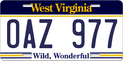 WV license plate OAZ977