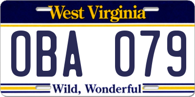 WV license plate OBA079