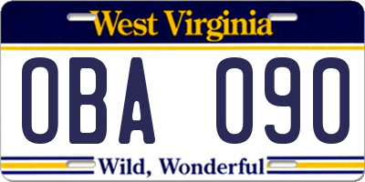 WV license plate OBA090