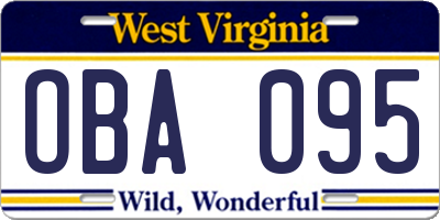 WV license plate OBA095