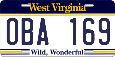 WV license plate OBA169