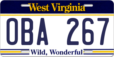 WV license plate OBA267