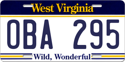 WV license plate OBA295