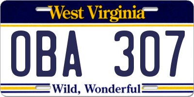 WV license plate OBA307