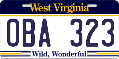 WV license plate OBA323