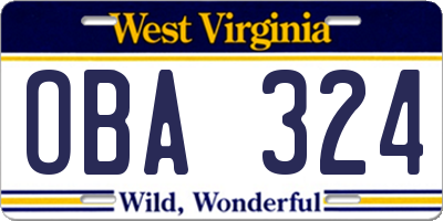 WV license plate OBA324