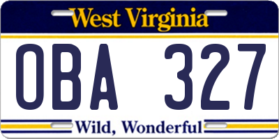 WV license plate OBA327