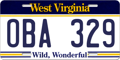 WV license plate OBA329