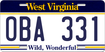 WV license plate OBA331