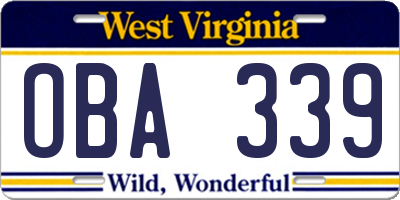 WV license plate OBA339