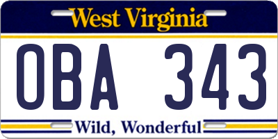 WV license plate OBA343