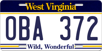 WV license plate OBA372