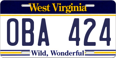 WV license plate OBA424