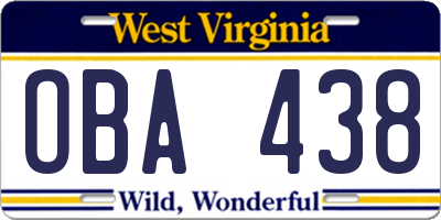 WV license plate OBA438