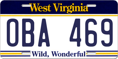 WV license plate OBA469