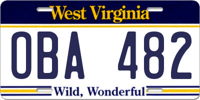 WV license plate OBA482