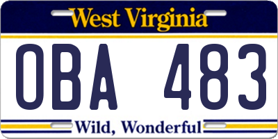 WV license plate OBA483