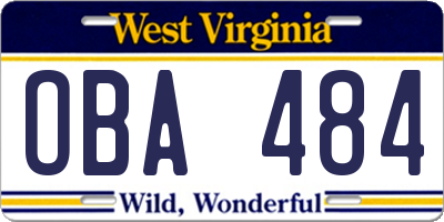 WV license plate OBA484
