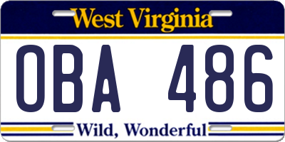WV license plate OBA486