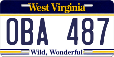 WV license plate OBA487