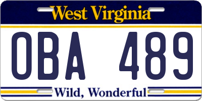 WV license plate OBA489