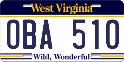 WV license plate OBA510