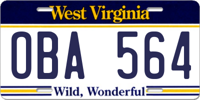 WV license plate OBA564