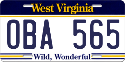 WV license plate OBA565