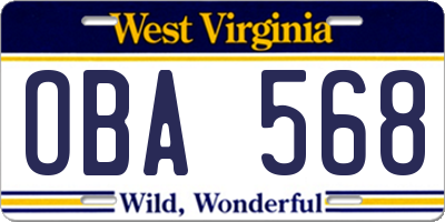 WV license plate OBA568