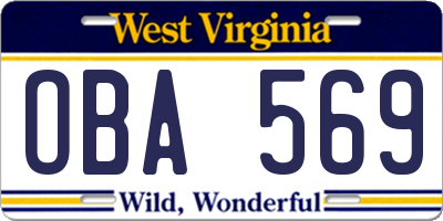 WV license plate OBA569
