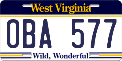 WV license plate OBA577