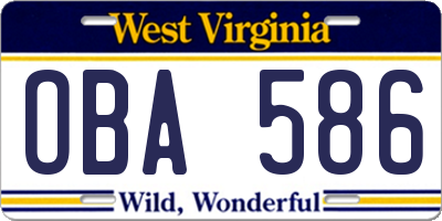WV license plate OBA586
