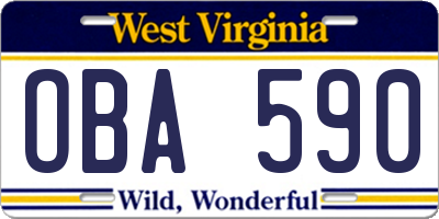 WV license plate OBA590