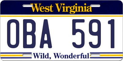 WV license plate OBA591