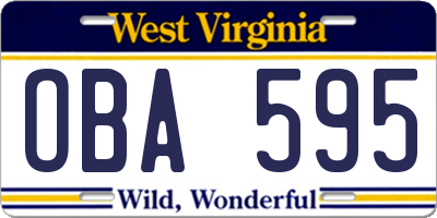 WV license plate OBA595