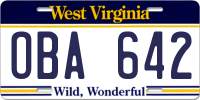 WV license plate OBA642