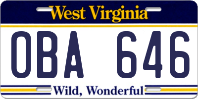 WV license plate OBA646