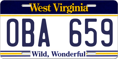 WV license plate OBA659
