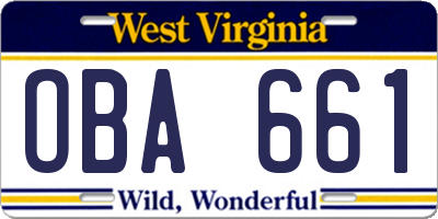 WV license plate OBA661