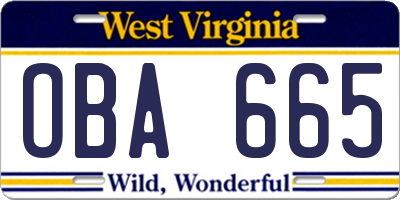 WV license plate OBA665