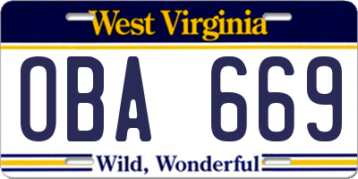 WV license plate OBA669