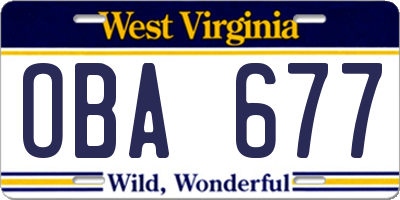 WV license plate OBA677